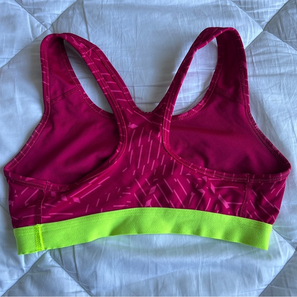 Nike Pink and Neon Yellow Sports Bra - Picture 2 of 2